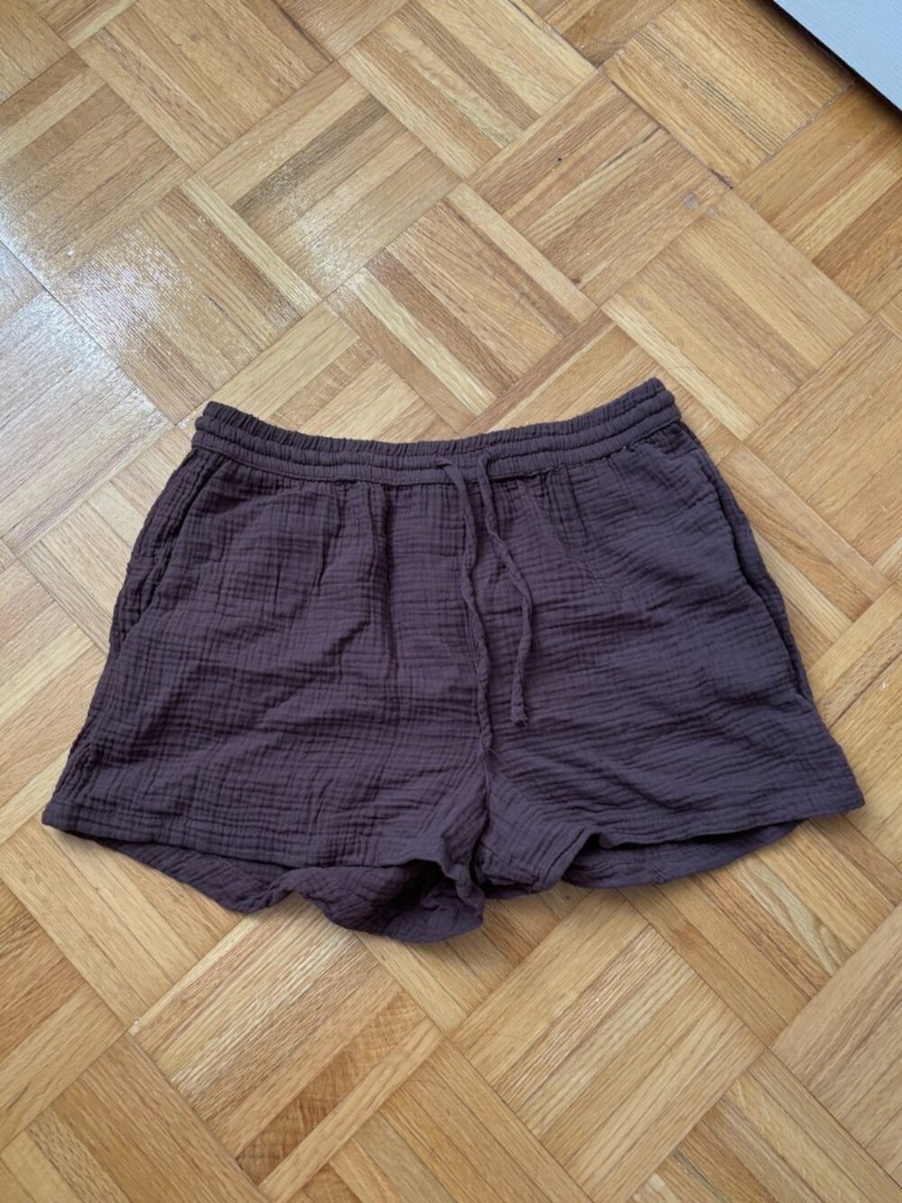 Urban Planet Brown Gauze Linen Blend Drawstring Shorts Women's Size XL